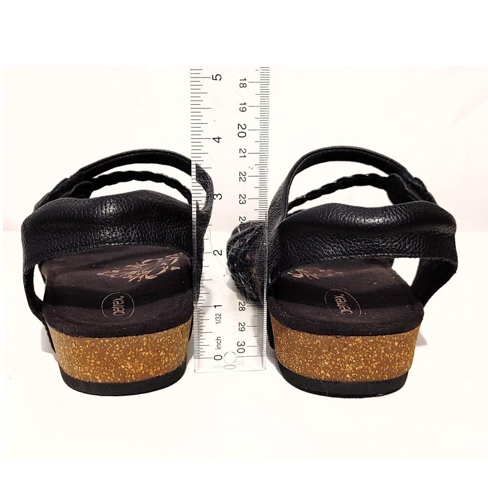 Aetrex Jillian Braided Quarter Strap Sandals Open Toe Black Leather Womens Sz 8 - Picture 8 of 8